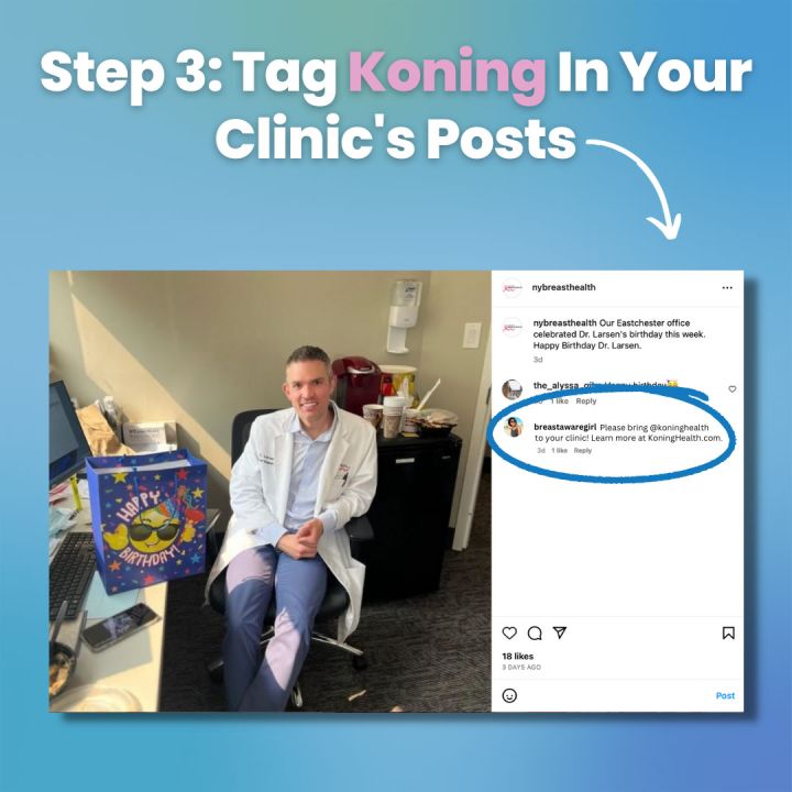 Etiqueta a Koning en las publicaciones de tu clínica